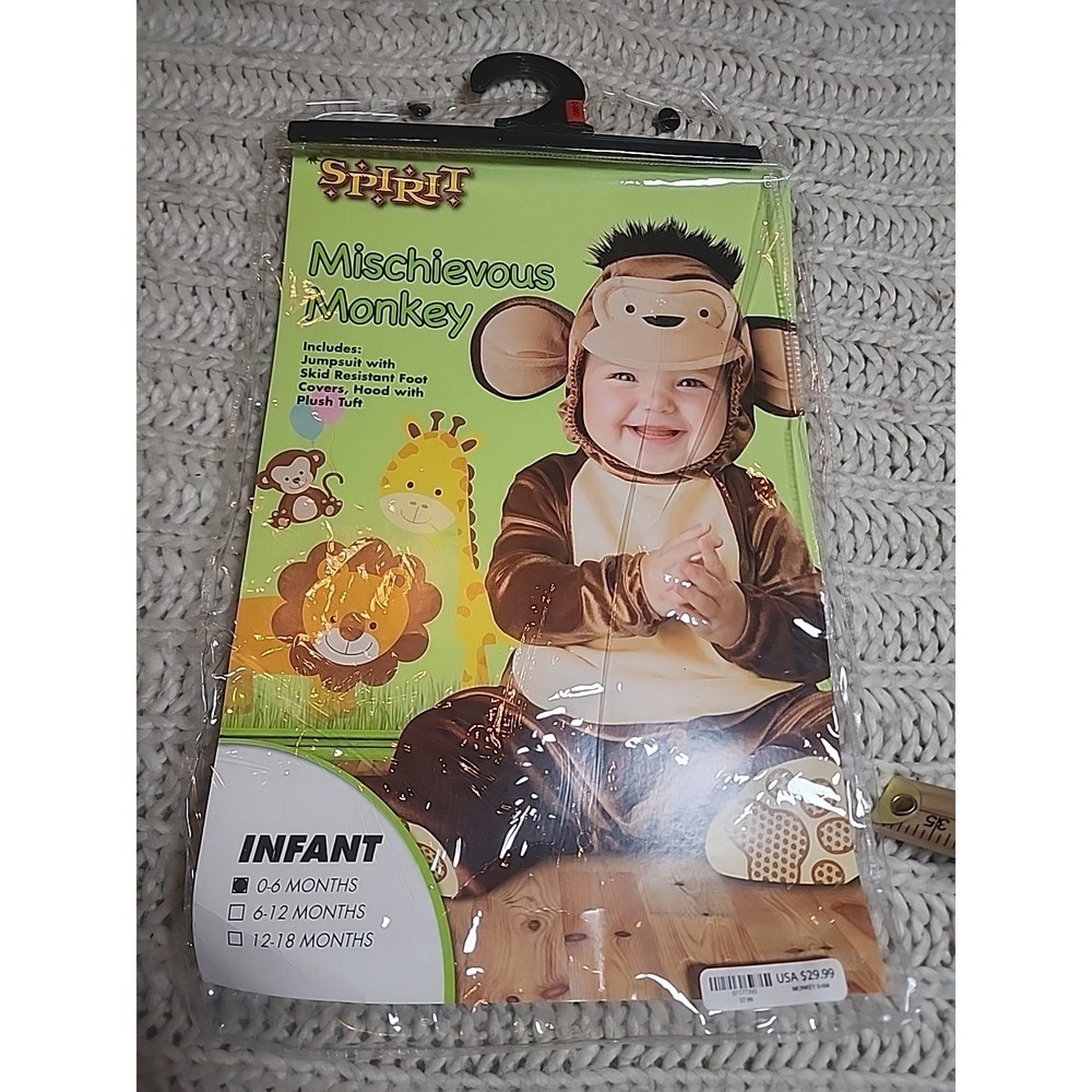 Mischievous Monkey Costume Size 0-6 Months Halloween Toddler New